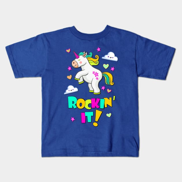 Dancing Unicorn Kids T-Shirt by AlondraHanley